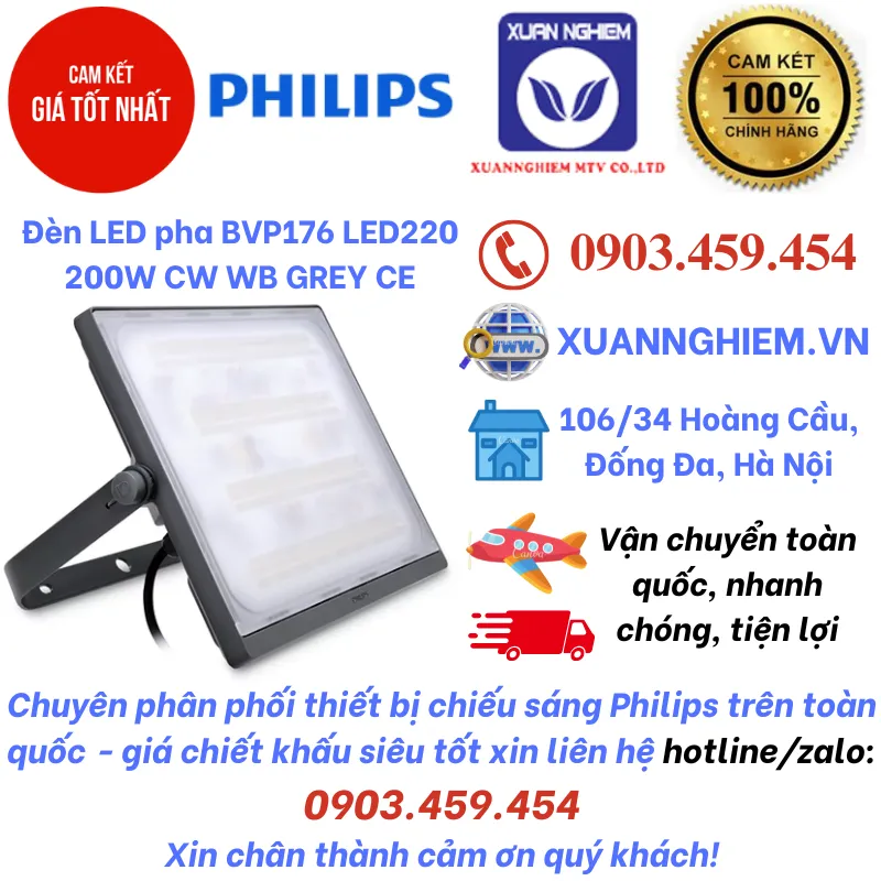 Đèn LED pha BVP176 LED220 200W CW WB GREY CE