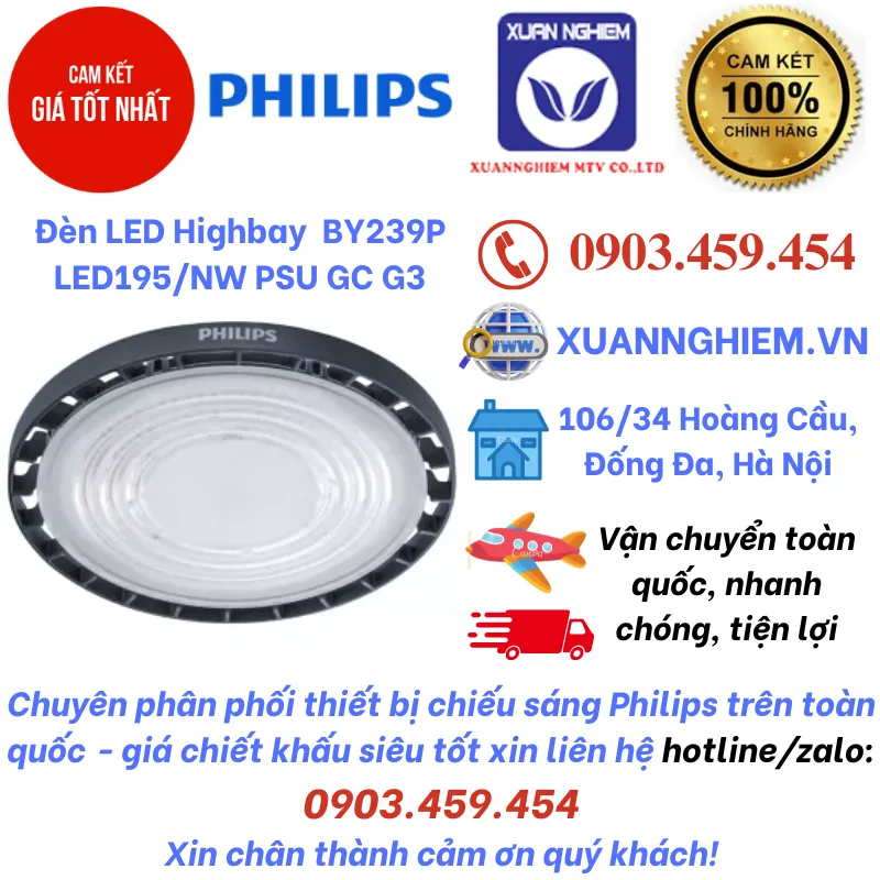 Đèn LED Highbay BY239P LED195/NW PSU GC G3