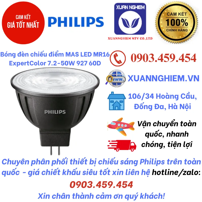 Bóng đèn chiếu điểm MAS LED MR16 ExpertColor 7.2-50W 927 60D
