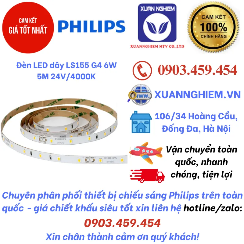 Đèn LED dây LS155 G4 6W 5M 24V/4000K