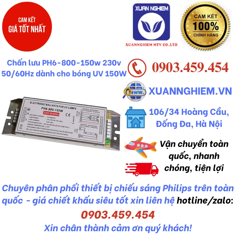 Chấn lưu PH6-800-150w 230v 50/60Hz dành cho bóng UV 150W