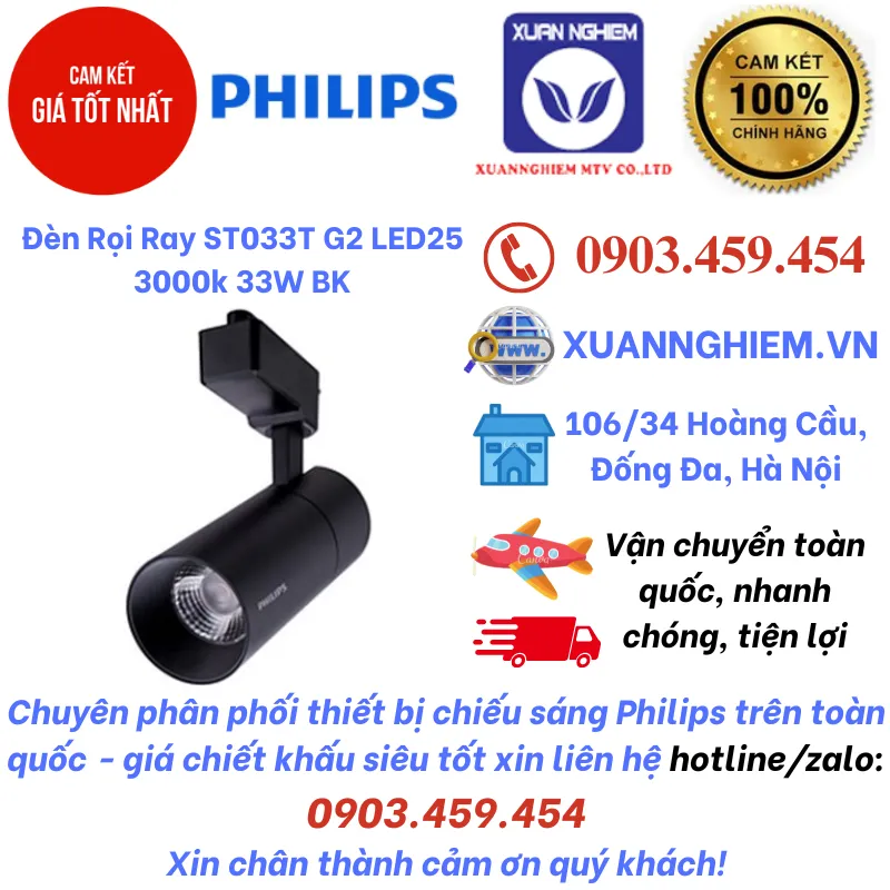 Đèn Rọi Ray ST033T G2 LED25 3000k 33W BK
