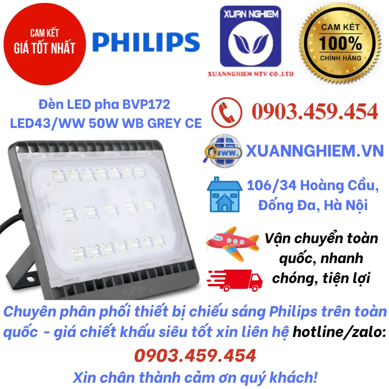 Đèn LED pha BVP172 LED43/WW 50W WB GREY CE