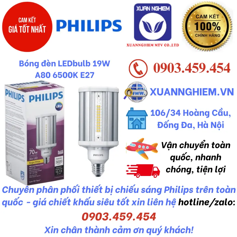Bóng đèn LEDbulb 19W A80 6500K E27