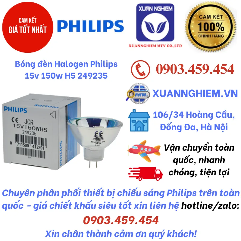 Bóng đèn Halogen Philips 15v 150w H5 249235