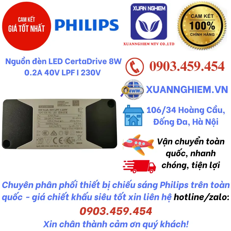 Nguồn đèn LED CertaDrive 8W 0.2A 40V LPF I 230V