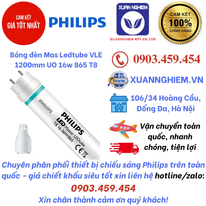 Bóng đèn Mas Ledtube VLE 1200mm UO 16w 865 T8