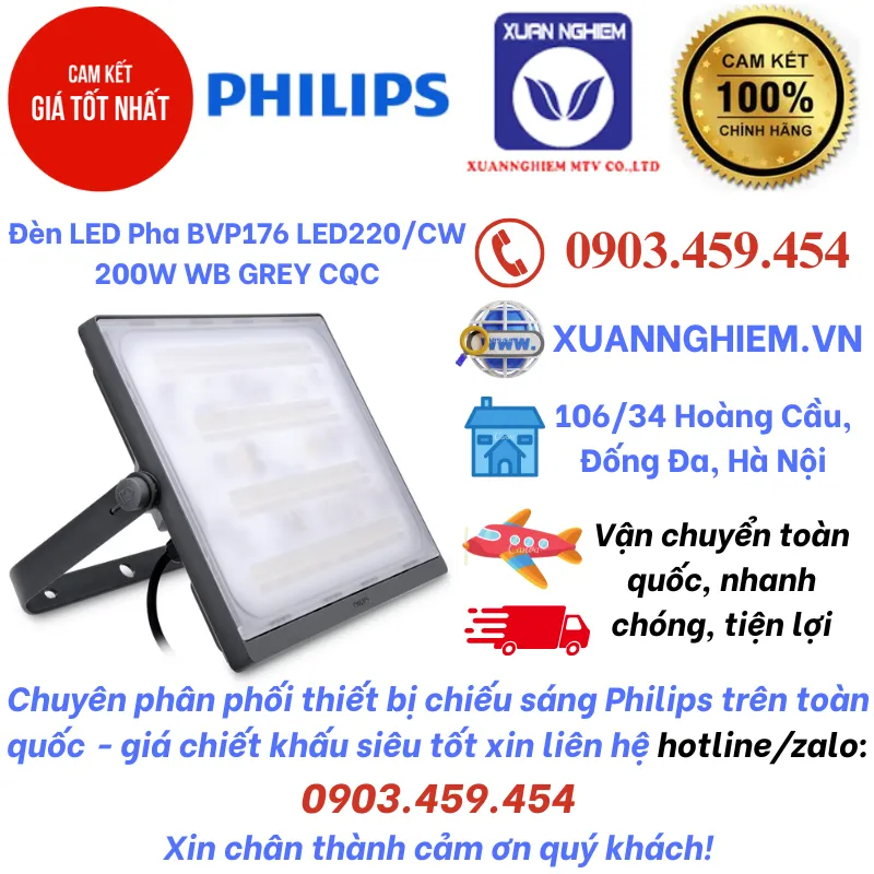 Đèn LED Pha BVP176 LED220/CW 200W WB GREY CQC