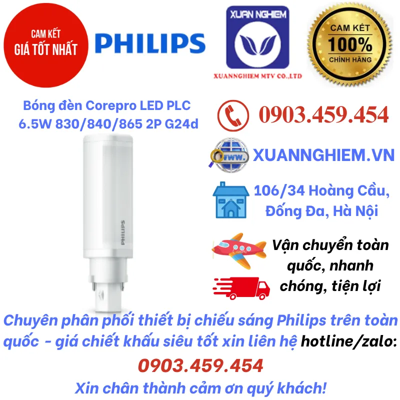 Bóng đèn Corepro LED PLC 6.5W 830 2P G24d / Corepro LED PLC 6.5W 840 2P G24d / Corepro LED PLC 6.5W 865 2P G24d