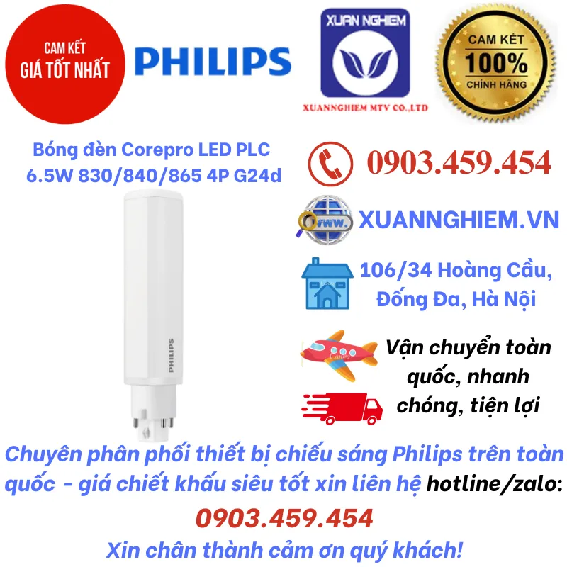 Bóng đèn Corepro LED PLC 6.5W 830 4P G24d / Corepro LED PLC 6.5W 840 4P G24d / Corepro LED PLC 6.5W 865 4P G24d