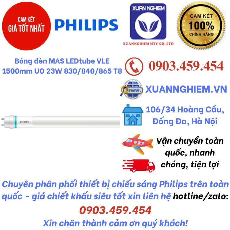 Bóng đèn MAS LEDtube VLE 1500mm UO 23W 830 T8 / MAS LEDtube VLE 1500mm HO 23W 840 T8 / MAS LEDtube VLE 1500mm HO 23W 865 T8