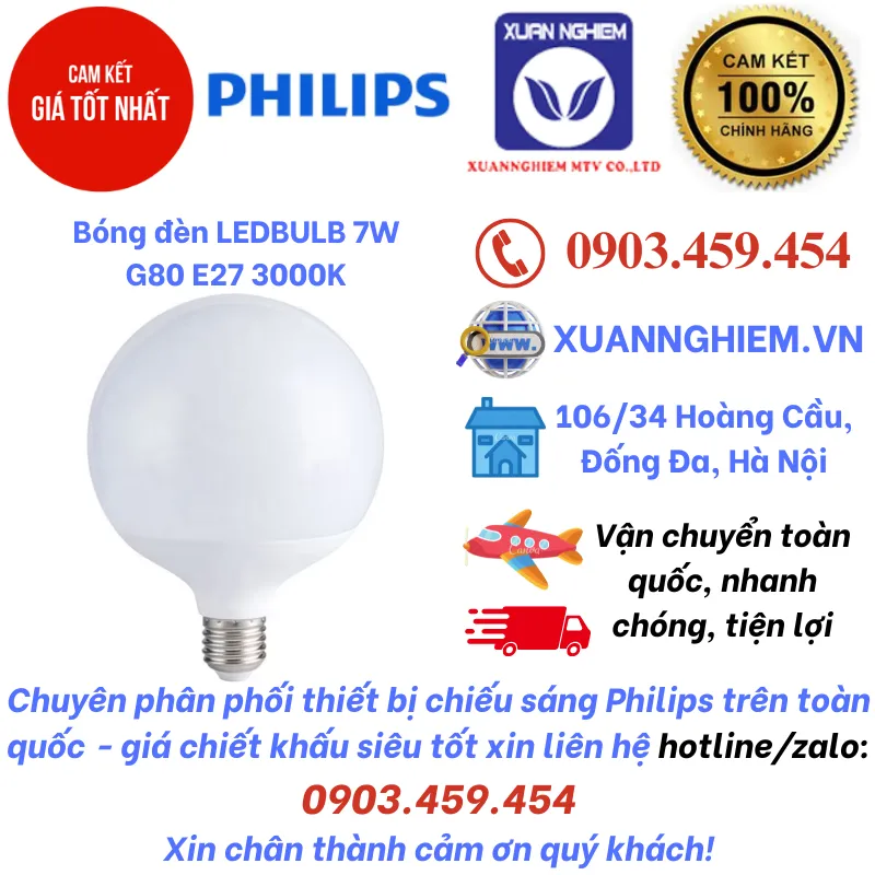 Bóng đèn LEDBULB 7W G80 E27 3000K