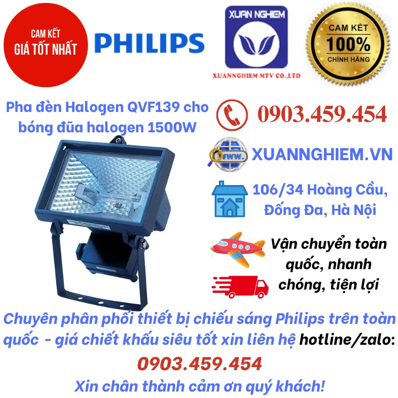 Pha đèn Halogen QVF139 cho bóng đũa halogen 1500W