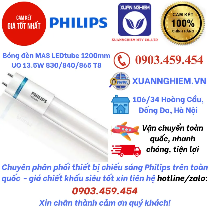 Bóng đèn MAS LEDtube 1200mm UO 13.5W 830 T8 / Bóng đèn MAS LEDtube 1200mm UO 13.5W 840 T8 / Bóng đèn MAS LEDtube 1200mm UO 13.5W 865 T8