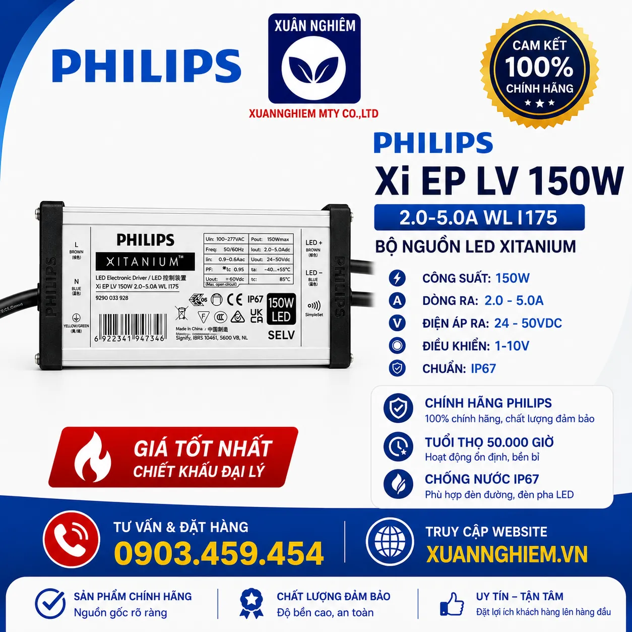 Bộ nguồn LED Xi EP LV 150W 2.0-5.0A WL I175